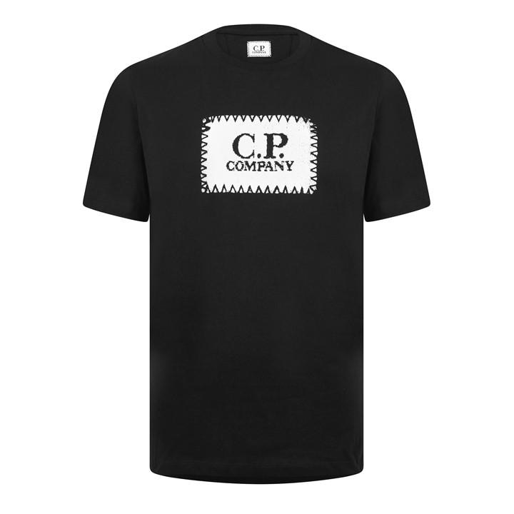 Cp Company Men's Black Block Logo Regular Fit T-Shirt in Size XL, Sports Direct