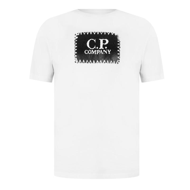 Cp Company Men's White Block Logo Regular Fit T-Shirt in Size XL, Sports Direct