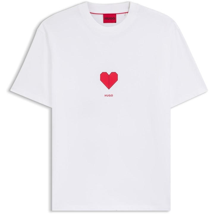 Hugo Men' White Dalentin Red T-Shirt in Size S, Sports Direct