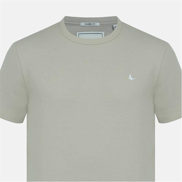 Beige - Jack Wills - Men's Texture Cotton Short Sleeve Crew Neck Embroidered T-Shirt
