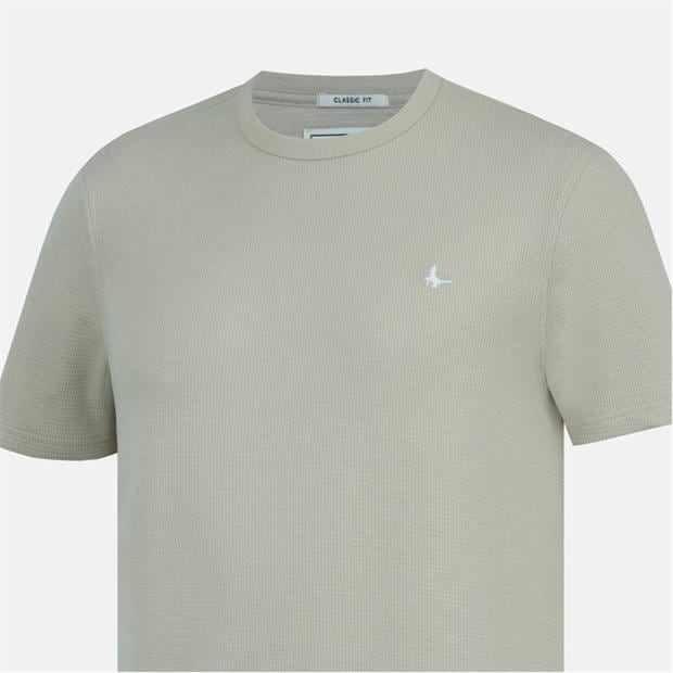 Beige - Jack Wills - Men's Texture Cotton Short Sleeve Crew Neck Embroidered T-Shirt