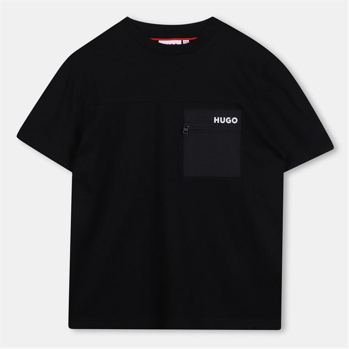 Hugo Boys Black Kids' Pocket T-Shirt in Size 9 - 10 Years, Sports Direct