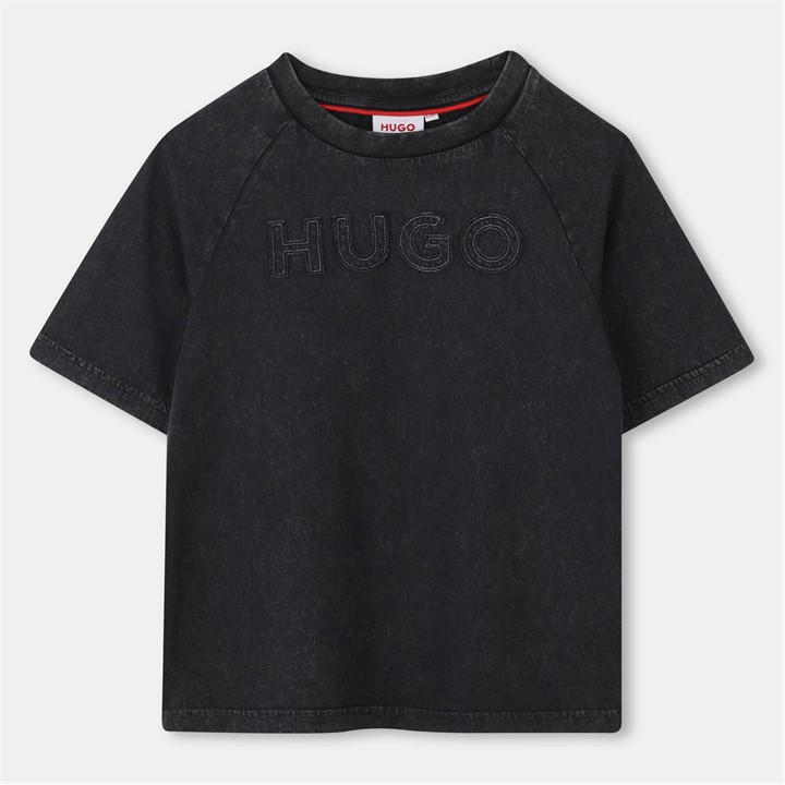 Hugo Girls Black Kids' Logo T-Shirt in Size 8 - 9 Years, Sports Direct