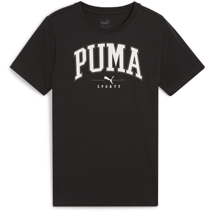Puma  Kids Black ' Squad Big Graphic Regular Fit T-Shirt in Size 7 - 8 Years, Sports Direct