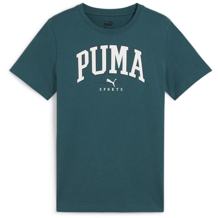 Puma  Kids Green ' Squad Big Graphic Regular Fit T-Shirt in Size 13 - 14 Years, Sports Direct