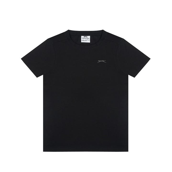 Slazenger Boys Black  Plain Tee Shirt in Size 11 - 12 Years, Sports Direct