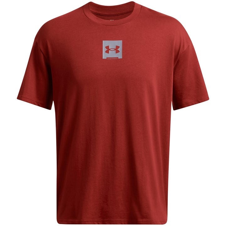 Under Armour Men' Orange Box Logo Regular Fit T-Shirt in Size S, Sports Direct
