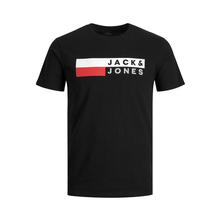 Jack And Jones Men's Black Jack Short Sleeve Logo T-Shirt Plus Size in Size XXXXXL, Sports Direct