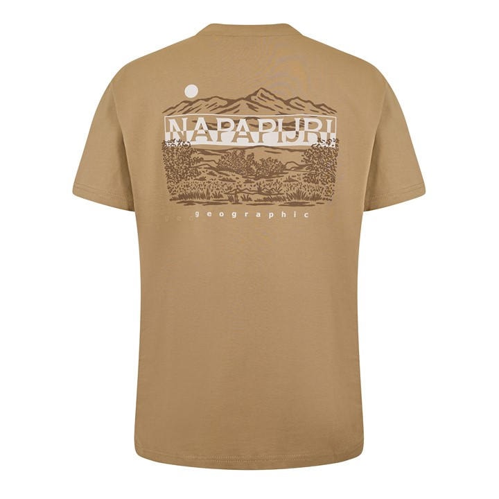Napapijri Men's Beige Graphic T-Shirt in Size L, Sports Direct