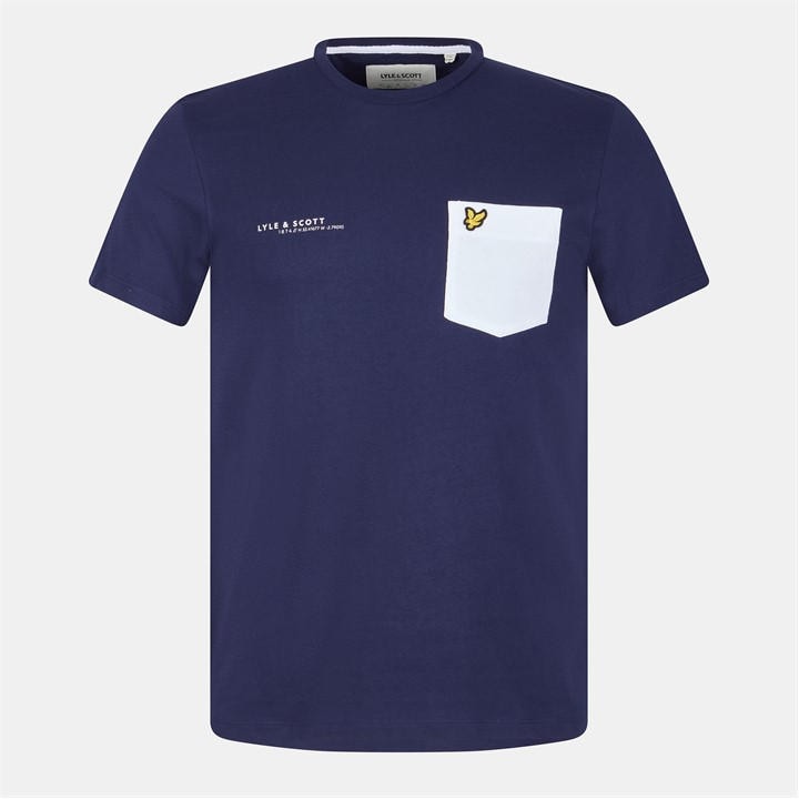 Lyle And Scott Men's Blue Print Pocket T-Shirt Small
