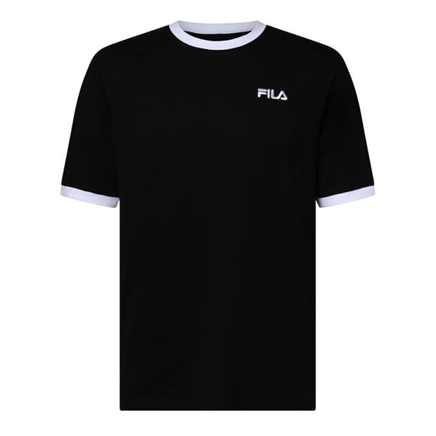 Black / White - Fila - Mens Aster Graphic Logo Ringer T-Shirt