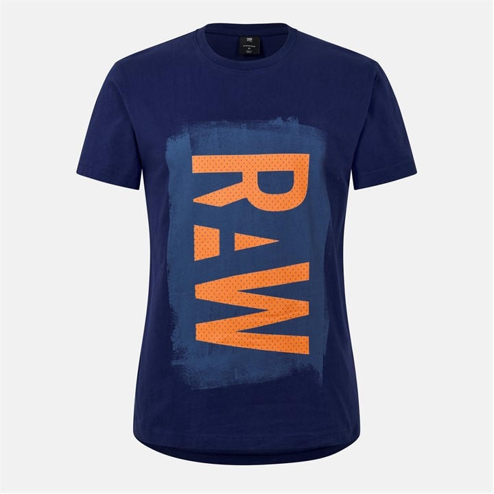 G Star Men's Blue Painted Raw Graphic T-Shirt in Size XS, Sports Direct