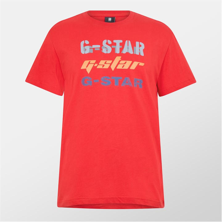 G Star Men' Red Triple Logo Graphic T-Shirt in Size S, Sports Direct