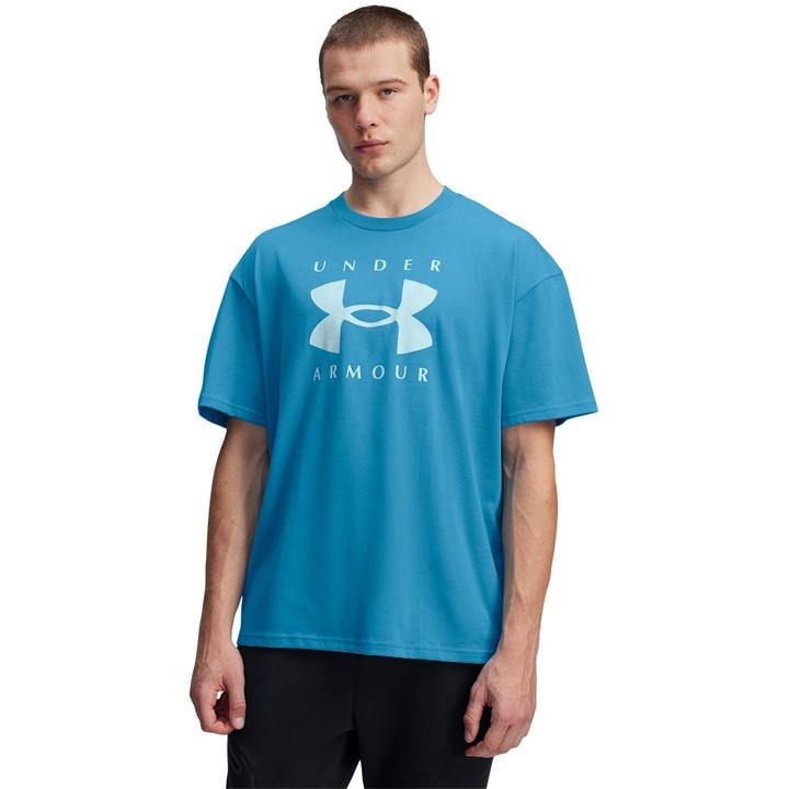 Under Armour Men's Blue Heavyweight Branded Short-Sleeve T-Shirt in Size XL, Sports Direct