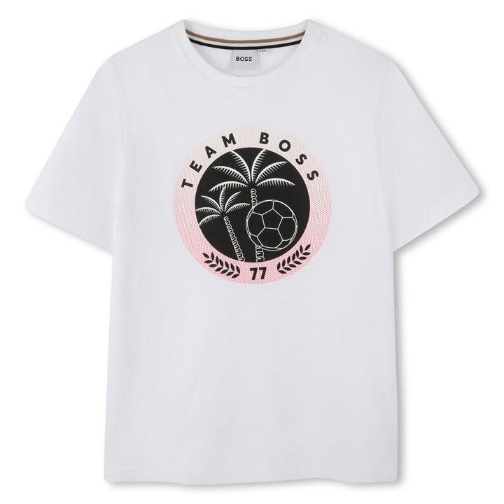 Boss Boys White Kids' Palm Logo T-Shirt in Size 11 - 12 Years, Sports Direct