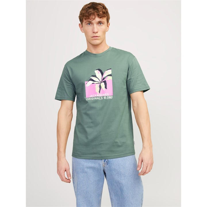 Jack And Jones Men's Green Regular Fit Printed Graphic T-Shirt in Size XS, Sports Direct