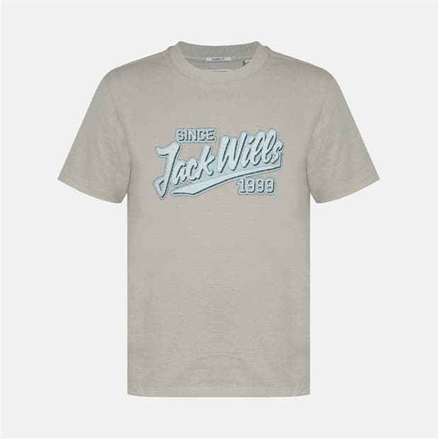 Beige - Jack Wills - Men's Retro Graphic Cotton Short Sleeve Crew Neck T-Shirt