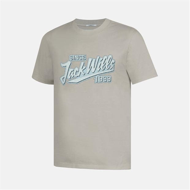 Beige - Jack Wills - Men's Retro Graphic Cotton Short Sleeve Crew Neck T-Shirt