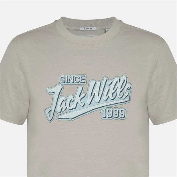Beige - Jack Wills - Men's Retro Graphic Cotton Short Sleeve Crew Neck T-Shirt
