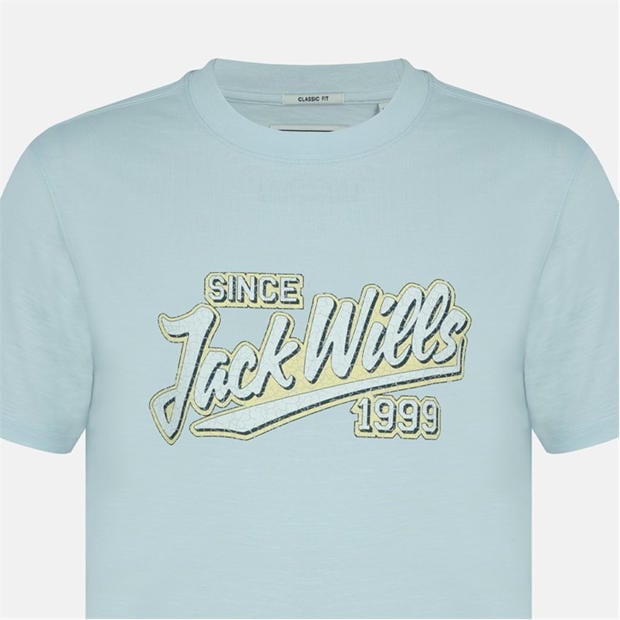 Baby Blue - Jack Wills - Men's Retro Graphic Cotton Short Sleeve Crew Neck T-Shirt