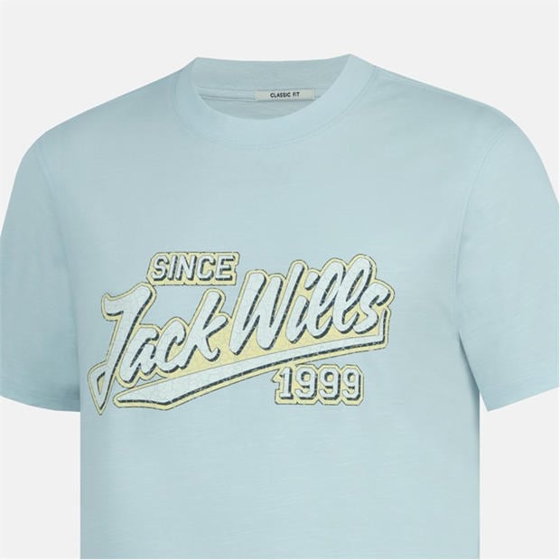 Baby Blue - Jack Wills - Men's Retro Graphic Cotton Short Sleeve Crew Neck T-Shirt