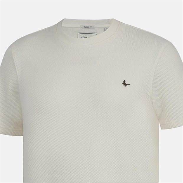 Beige - Jack Wills - Men's JW Bubble Texture Cotton Short Sleeve Crew Neck Oversized T-Shirt