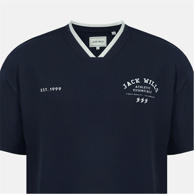 Navy - Jack Wills - Men's V-Neck Short Sleeve Oversized T-Shirt