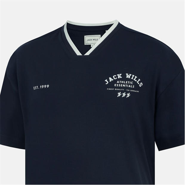 Navy - Jack Wills - Men's V-Neck Short Sleeve Oversized T-Shirt