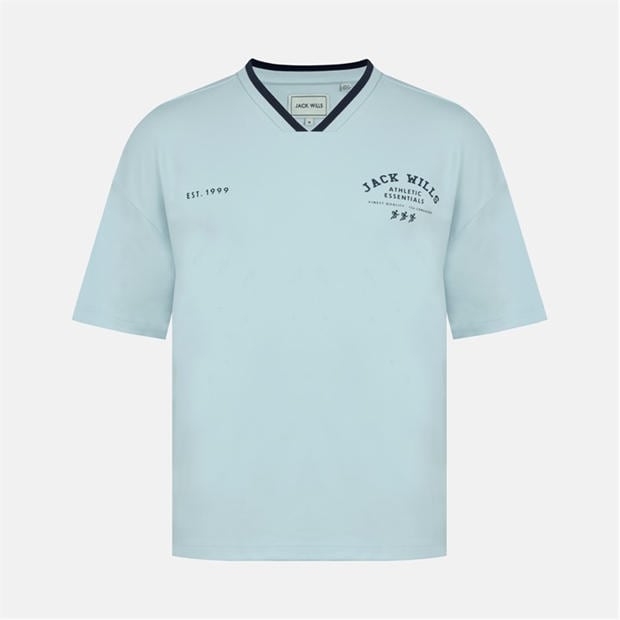Baby Blue - Jack Wills - Men's V-Neck Short Sleeve Oversized T-Shirt