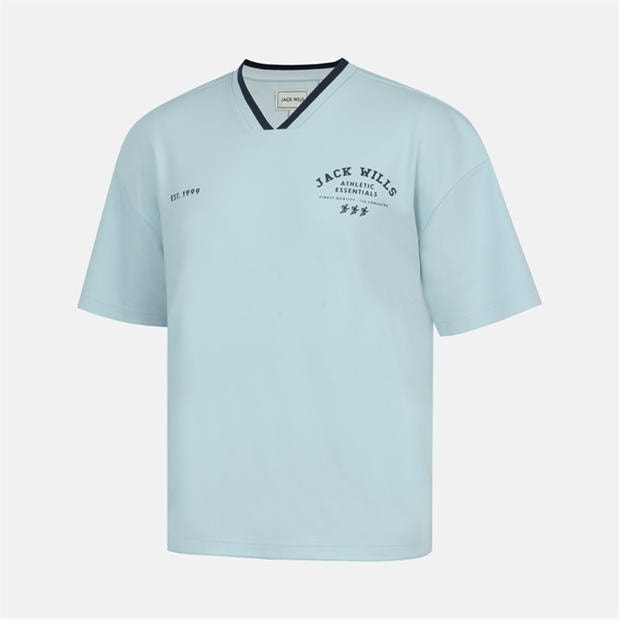 Baby Blue - Jack Wills - Men's V-Neck Short Sleeve Oversized T-Shirt