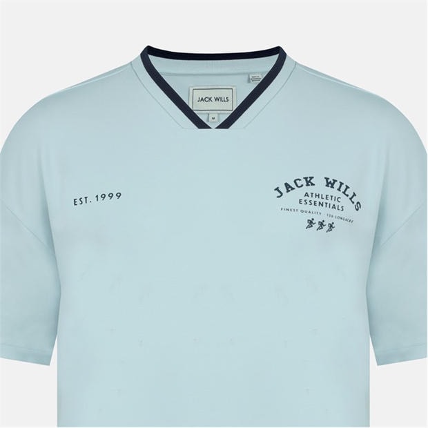 Baby Blue - Jack Wills - Men's V-Neck Short Sleeve Oversized T-Shirt