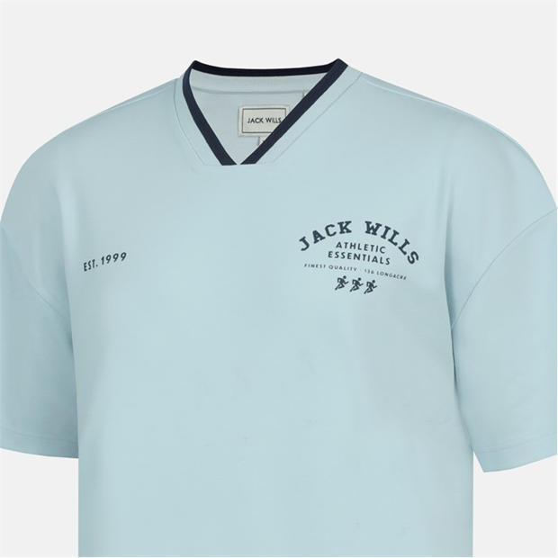 Baby Blue - Jack Wills - Men's V-Neck Short Sleeve Oversized T-Shirt