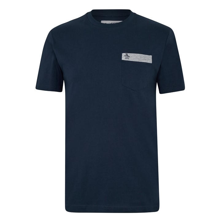 Original Penguin Men's Blue Pocket T-Shirt in Size L, Sports Direct