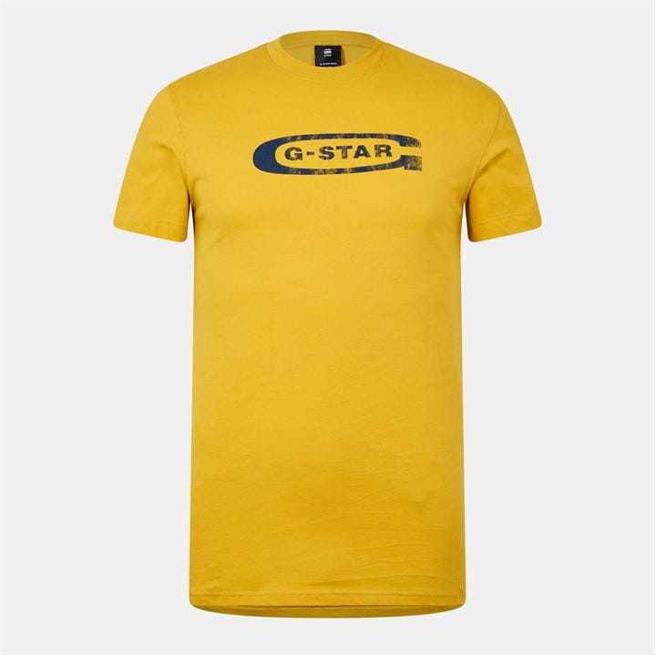 G Star Men's Yellow Distressed Old School Logo T- Shirt in Size XS, Sports Direct