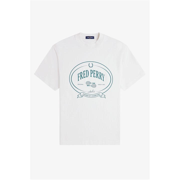 Fred Perry Men's White Champions Regular Fit T-Shirt in Size L, Sports Direct
