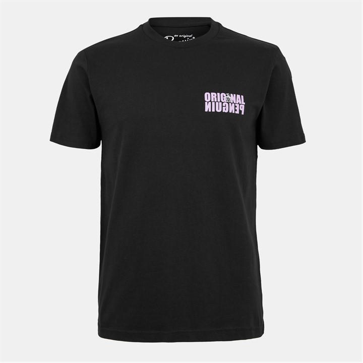 Original Penguin Men's Black Reverse Graphic Regular Fit T-Shirt in Size L, Sports Direct
