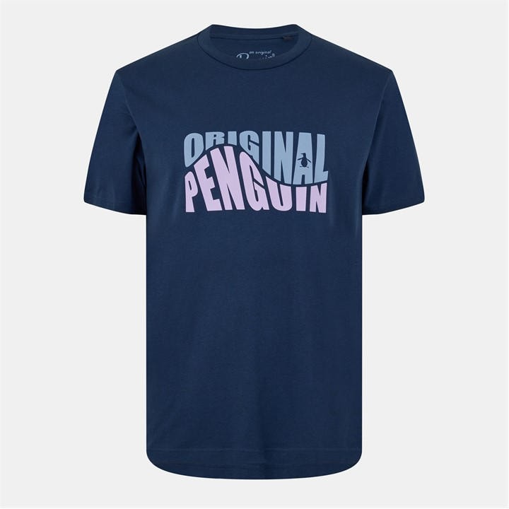 Original Penguin Men's Blue Crew Neck Short Sleeve T-Shirt in Size M, Sports Direct