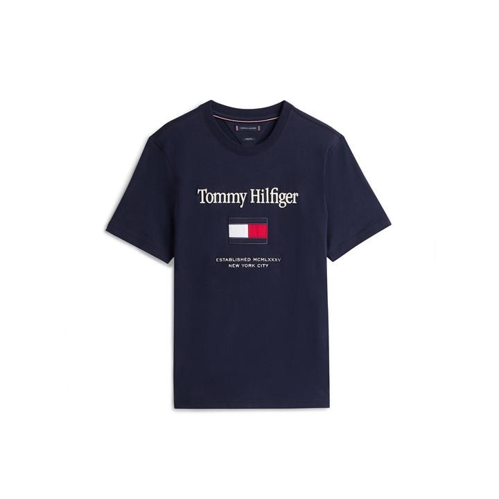 Tommy Hilfiger Men's Blue Embro Flag T-Shirt in Size XL, Sports Direct