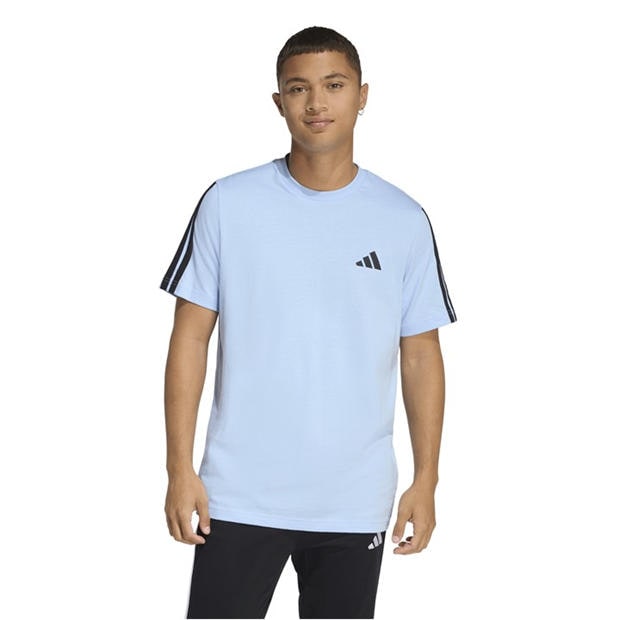 Glow Blue - adidas - Essentials 3-Stripes T-Shirt Mens