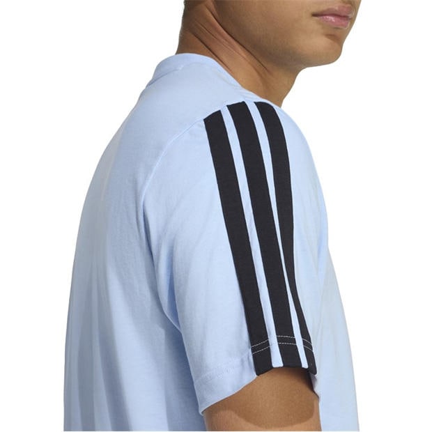 Glow Blue - adidas - Essentials 3-Stripes T-Shirt Mens