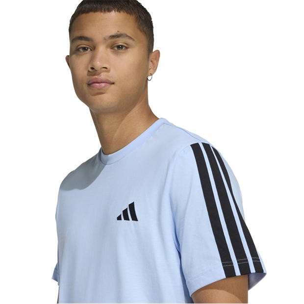 Glow Blue - adidas - Essentials 3-Stripes T-Shirt Mens