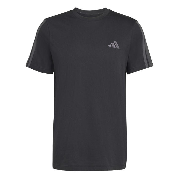 Adidas Men' Black Essentials 3-Stripes T-Shirt in Size S, Sports Direct