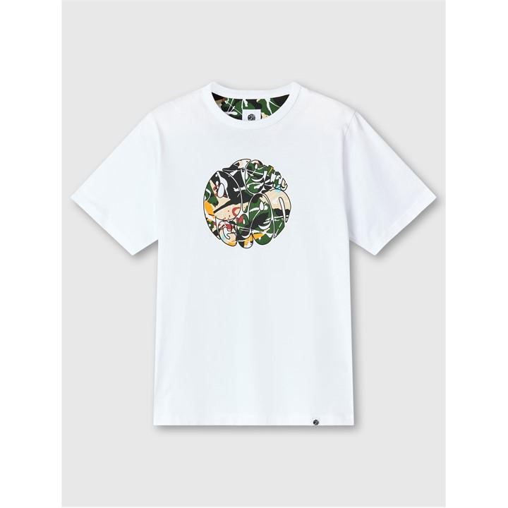 Pretty Green Men' White Pg Convergence Regular Fit T-Shirt in Size S, Sports Direct