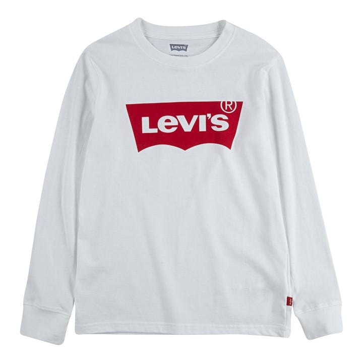 Levis Unisex Kids White Batwing Long Sleeve T Shirt Size 7
