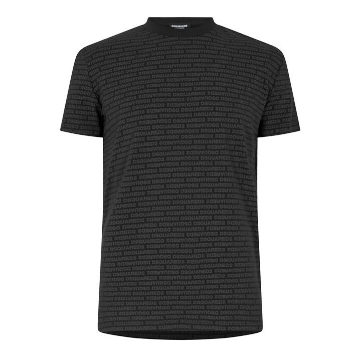 Dsquared2 Men' Black All Over Logo T-Shirt in Size S, Sports Direct