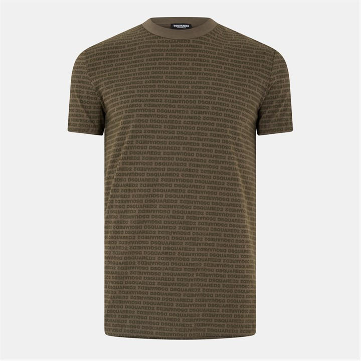 Dsquared2 Men' Green All Over Logo T-Shirt in Size S, Sports Direct