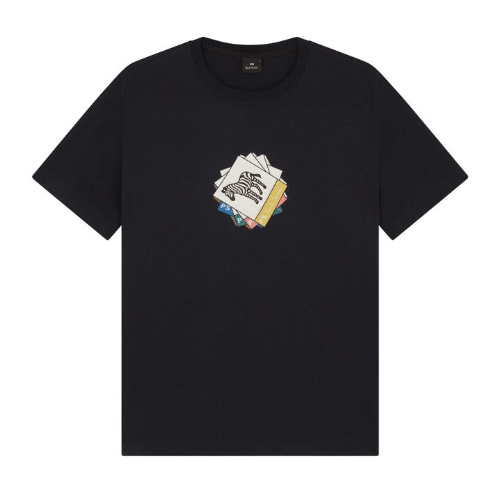 Ps Paul Smith Men's Blue Cardszeb Graphic T-Shirt in Size M, Sports Direct