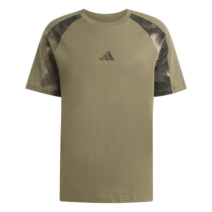 Adidas Men's Green Camo Print T-Shirt in Size M, Sports Direct