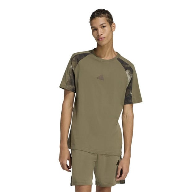 Olive Strata - adidas - Men's Camo Print T-Shirt