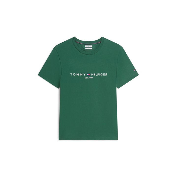 Tommy Hilfiger Men's Green Logo Crew Neck T Shirt in Size L, Sports Direct